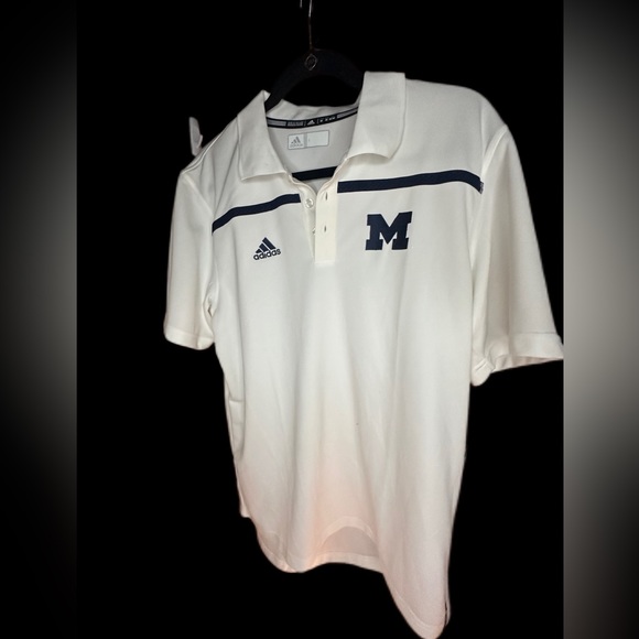VTG Men's Adidas‎ Climalite Michigan Wolverines White Performance Polo Men's - Picture 1 of 12